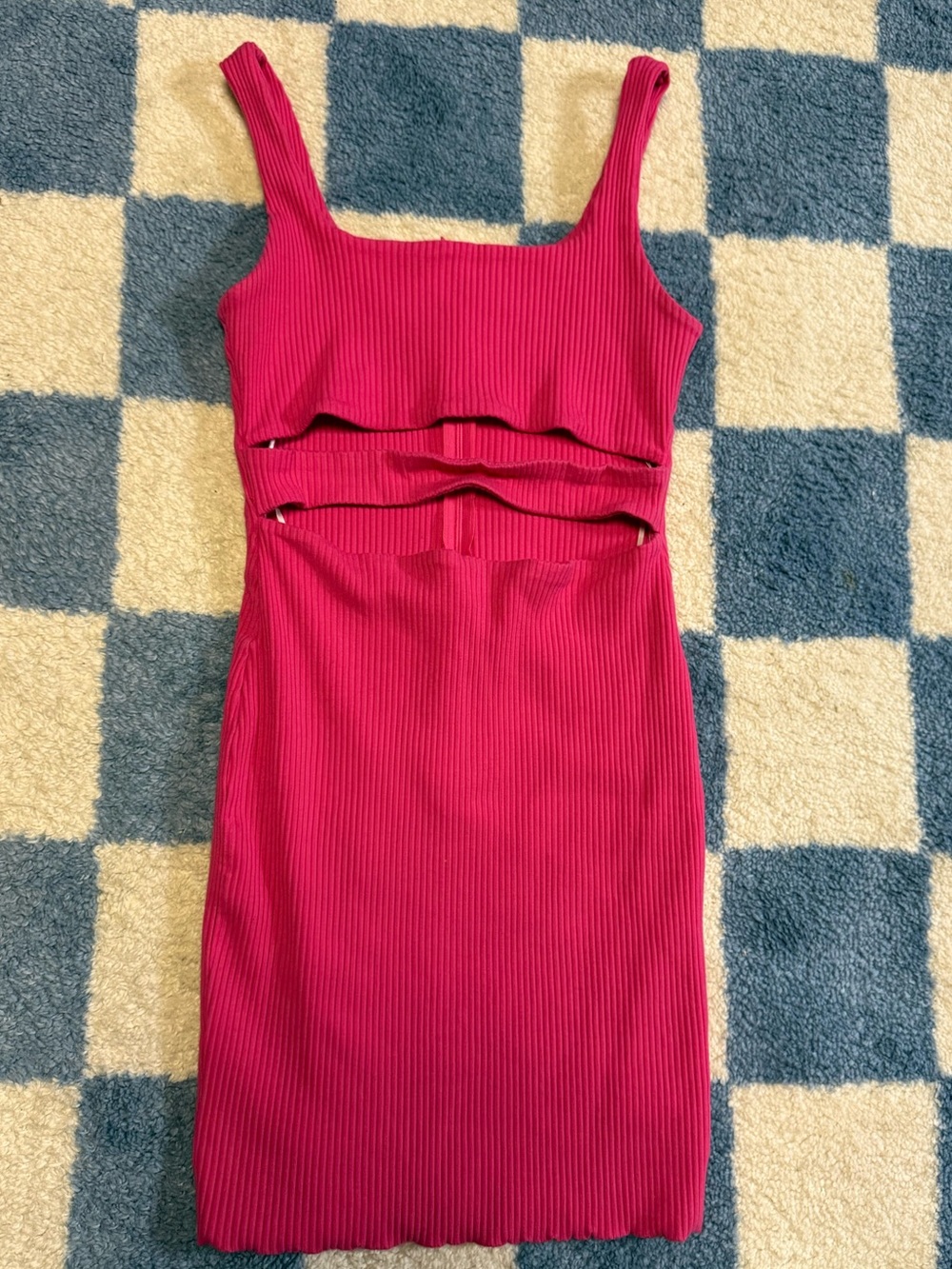 Princess Polly Ribbed Cutout Mini Dress in Hot Pink